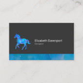 Wildes Pferd in Blau und Lila Wasserfarbe Fett Visitenkarte (Vorderseite)