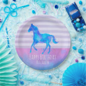 Wildes Pferd in Blau und Lila Wasserfarbe Geburtst Pappteller (Party)