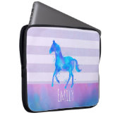 Wildes Pferd in Blau und Lila Wasserfarbe Laptopschutzhülle (Vorne Rechts)