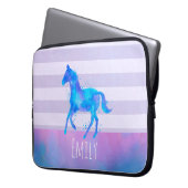 Wildes Pferd in Blau und Lila Wasserfarbe Laptopschutzhülle (Vorderseite Links)
