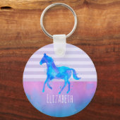 Wildes Pferd in Blau und Lila Wasserfarbe Schlüsselanhänger (Vorderseite)