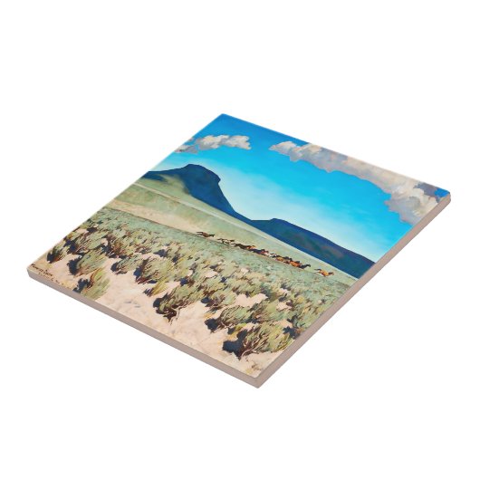 "Wildes Pferd Land" von Maynard Dixon Fliese (Seite)