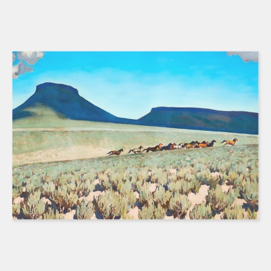 "Wildes Pferd Land" von Maynard Dixon Geschenkpapier Set (Vorderseite)