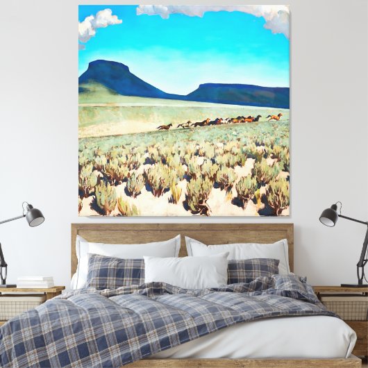 "Wildes Pferd Land" von Maynard Dixon Leinwanddruck (Insitu (Schlafzimmer))