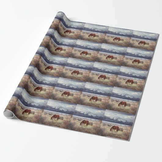 Wildes Pferd: Nevada Winterlandschaft. Geschenkpapier (Ungerollt)