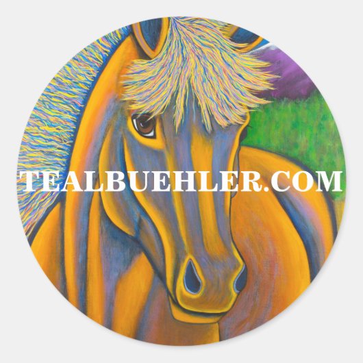Wildes Pferd Runder Aufkleber (Vorderseite)