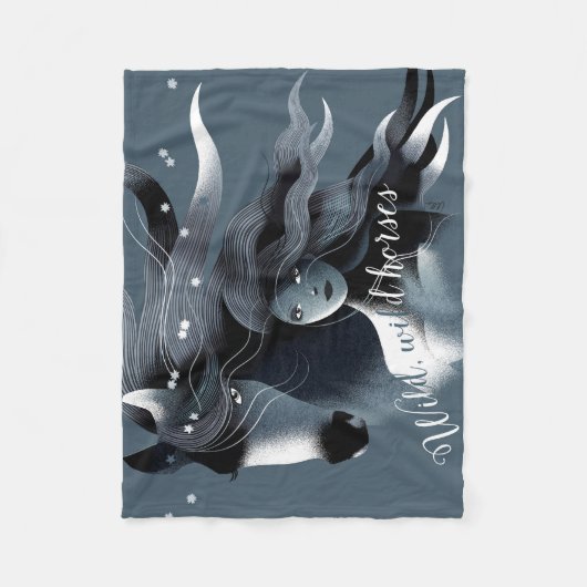 Wildes Pferd und ein Mädchen Fleecedecke (Vorderseite)