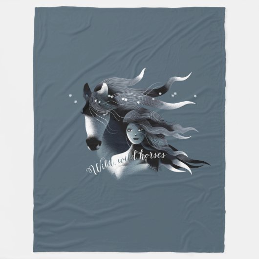 Wildes Pferd und ein Mädchen Fleecedecke (Vorderseite)