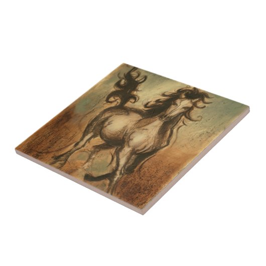 Wildes Pferd und warme Farben Fliese (Seite)