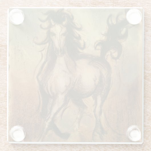 Wildes Pferd und warme Farben Glasuntersetzer (Rückseite)