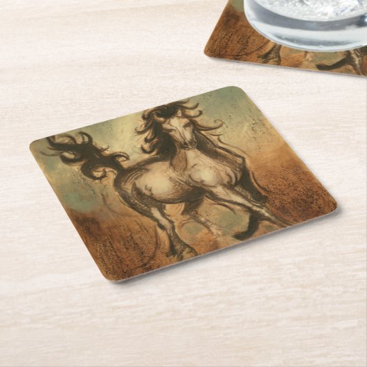 Wildes Pferd und warme Farben Rechteckiger Pappuntersetzer (angewinkelt)