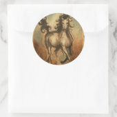 Wildes Pferd und warme Farben Runder Aufkleber (Tasche)