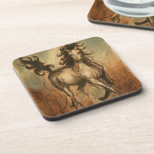 Wildes Pferd und warme Farben Untersetzer (Linke Seite)