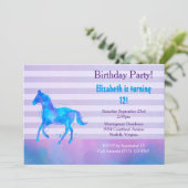 Wildes Pferd Wasserfarbe Horizontale Streifen Gebu Einladung (Stehend Vorderseite)