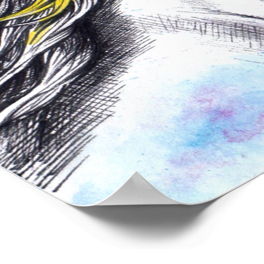 Wildes Pferd Wasserfarbe und Tinte Pferdeart Poster (Ecke)