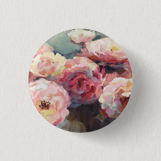 Wildes Rosa-Rosen Button (Vorderseite)
