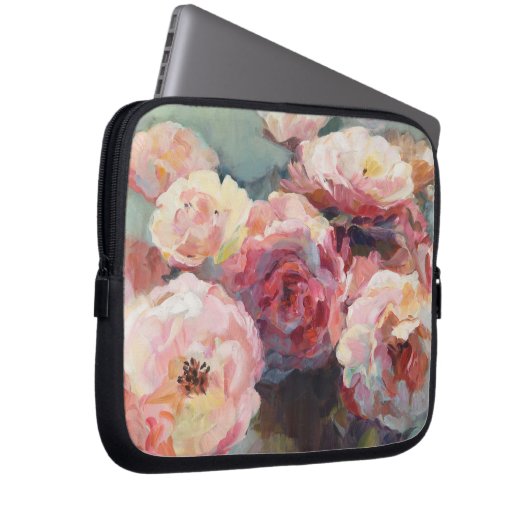 Wildes Rosa-Rosen Laptopschutzhülle (Vorne Rechts)