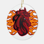 Wildes rotes Mustangpferd Keramik Ornament (Links)