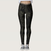 Wildes Sache-Schwarzes mit Blumen Leggings (Vorderseite)