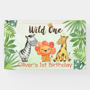 Wildes, Safari-erster Geburtstag Banner