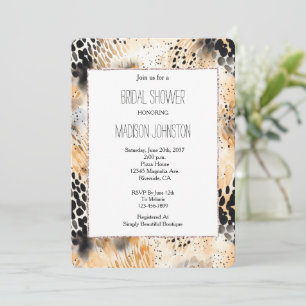 Wildes Schwarzes Cream Leopard-Brautparty Einladung