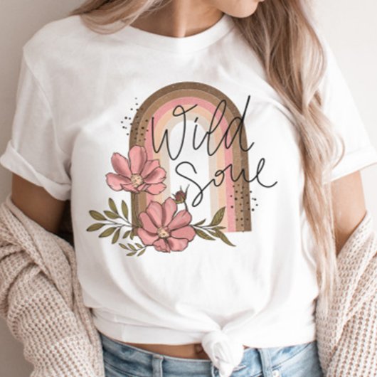 Wildes Soul Modern Boho Rainbow Floral T-Shirt