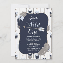 Wildes Stammes- Pfeil-Geburtstags-Party-blaues Einladung