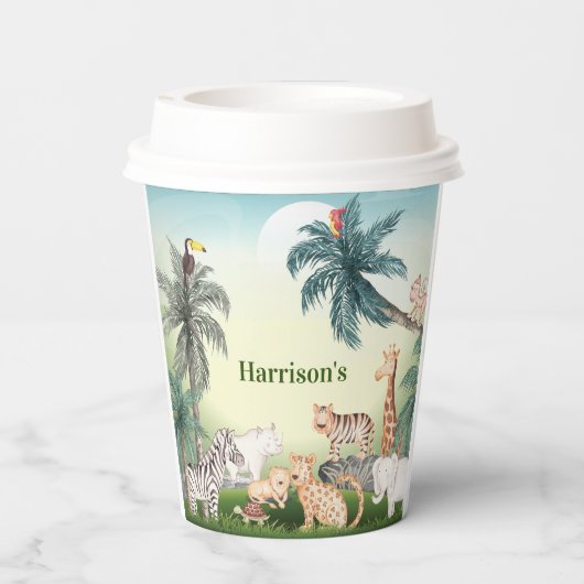 wildes Tier mit Jungle Tree Paper Cups Pappbecher (Rückseite)