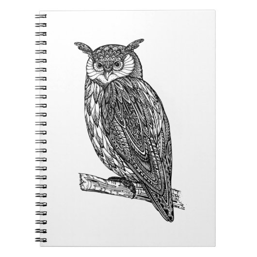 Wildes Totem-Tiereulen-Gekritzel Notizblock (Vorderseite)