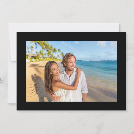 Wildes tropisches Blattschwarzes Hochzeitsstich-Fo Save The Date (Rückseite)