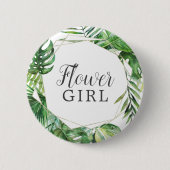 Wildes tropisches Palmenblütenmädchen Brautparty Button (Vorderseite)