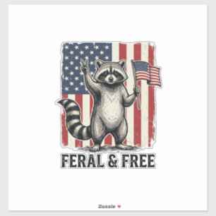 Wildes und freies patriotisches Waschbär Vintage-S Aufkleber