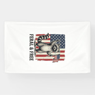 Wildes und freies patriotisches Waschbär-Vintage-S Banner