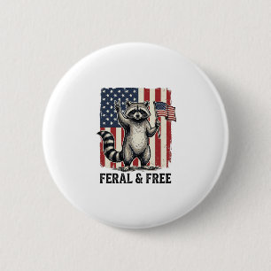 Wildes und freies patriotisches Waschbär-Vintage-S Button