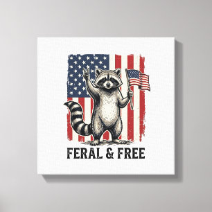 Wildes und freies patriotisches Waschbär Vintage-S Leinwanddruck