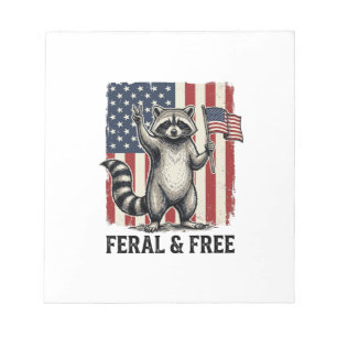 Wildes und freies patriotisches Waschbär-Vintage-S Notizblock