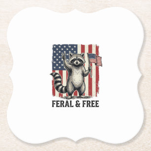 Wildes und freies patriotisches Waschbär-Vintage-S Untersetzer