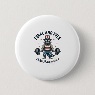 Wildes und freies patriotisches Waschbären-Gewicht Button