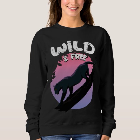 Wildes und freies Schwarzpanther-Dschungeltier Sweatshirt (Vorderseite)