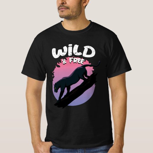 Wildes und freies Schwarzpanther-Dschungeltier T-Shirt (Vorderseite)
