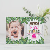 Wildes und kostenloses 3. Geburtstag Party Foto Einladung (Stehend Vorderseite)