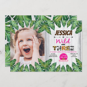 Wildes und kostenloses 3. Geburtstag Party Foto Einladung