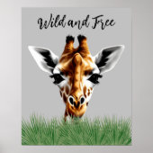 Wildes und kostenloses Giraffenposter Poster (Vorne)