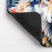 Wildes und lebendiges Wolf-Portrait in Wasserfarbe Mousepad (Ecke)
