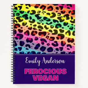 Wildes Veganer lebendiger Regenbogen-Leoparden-Dru Notizblock