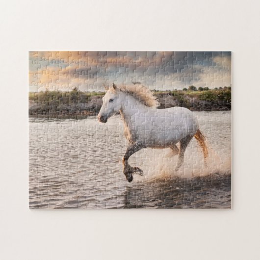 Wildes Weiße Pferd Puzzle (Horizontal)