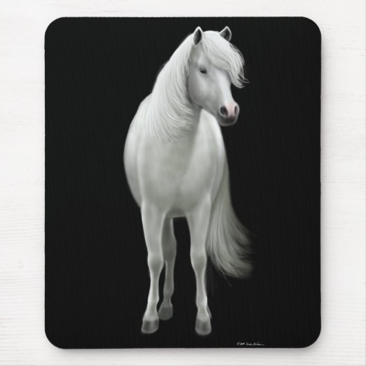 Wildes weißes Pferd Mousepad (Vorne)