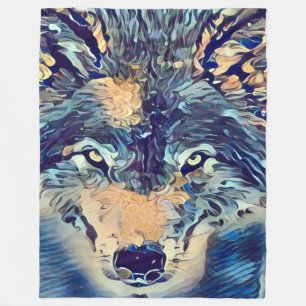 Wildes Wolf-Tier-Porträt-grafische Kunst Fleecedecke