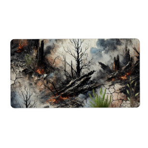 Wildfire Aftermathe-Abstrakt-Adressetikett