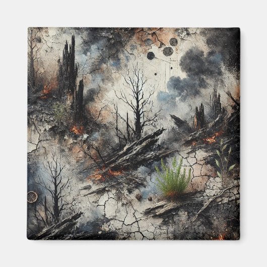 Wildfire Aftermathe Abstrakt Art Magnet (Vorne)